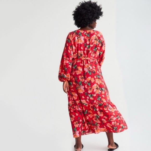 H&M TIE-BELT BALLOON-SLEEVED DRESS - Picture 9 of 9